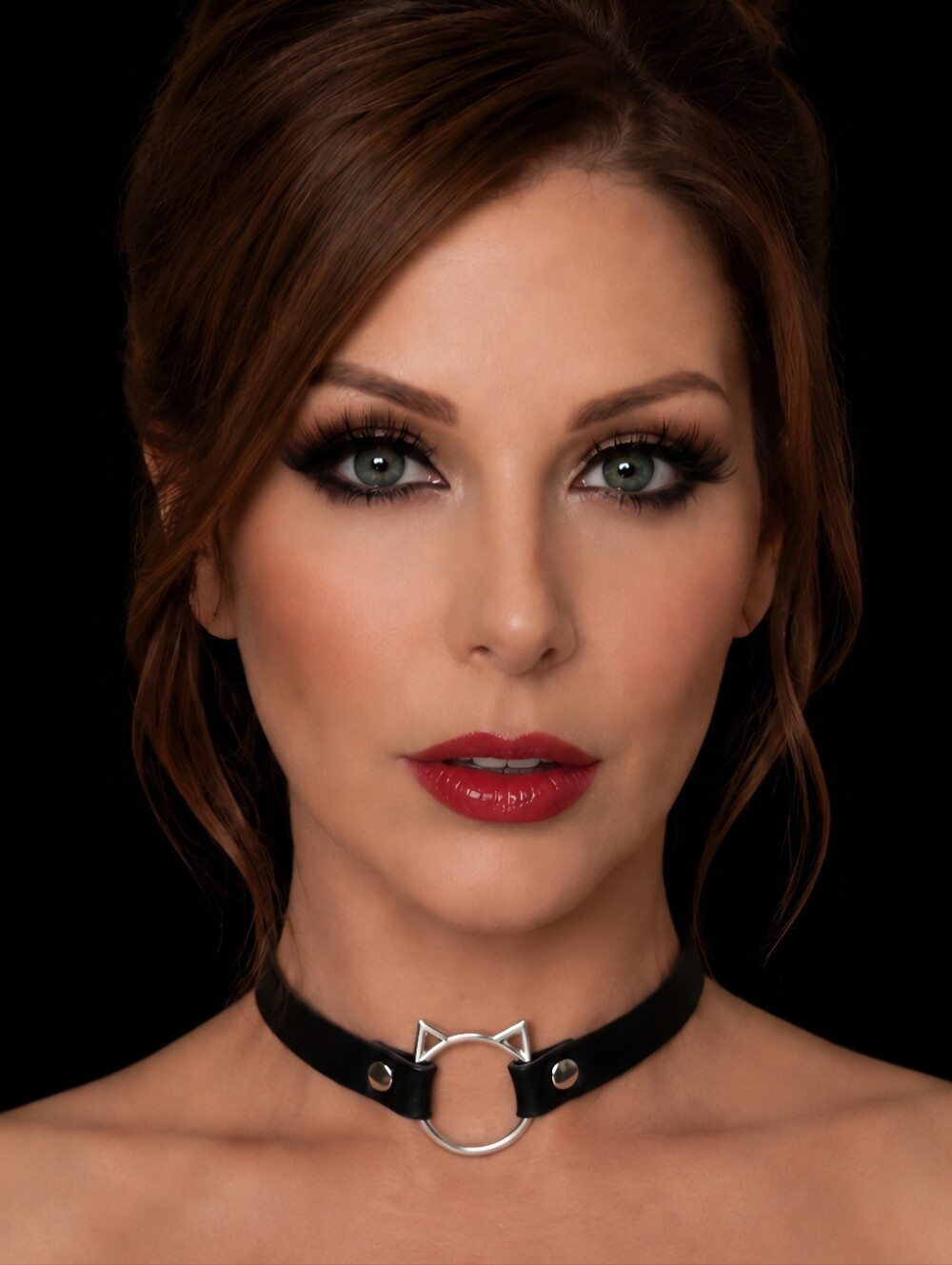 Master Series Kinky Kitty Ring Slim Choker - Black